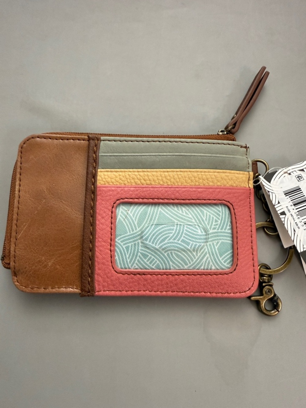 The Sak Colorblock Leather Zip Card Wallet Keychain - "Iris" - Picture 2 of 9